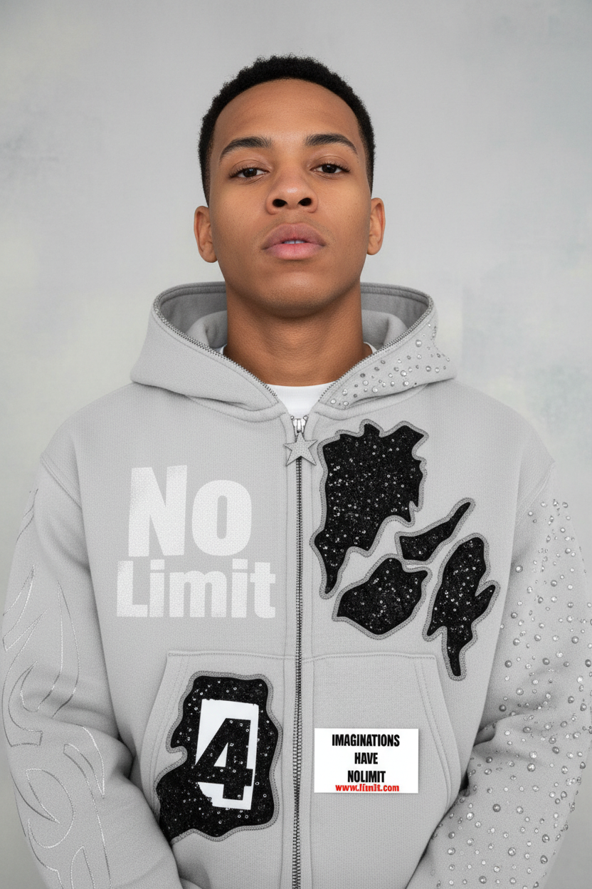 Person modeling No Limit 4 hoodie with face visible